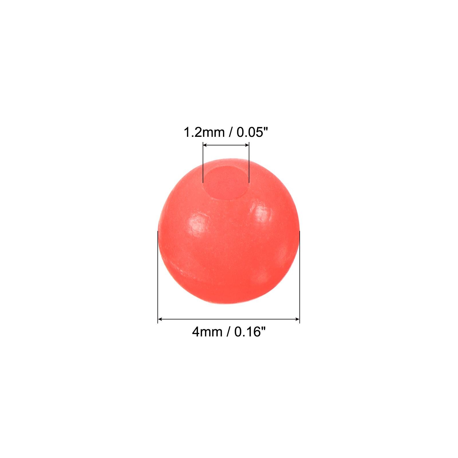 200Pcs 4mm Dia Round Soft Plastic Glow Fishing Beads Tackle Tool, Red