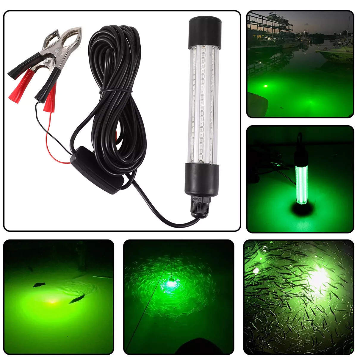 9000000LM 12V Green LED Underwater Submersible Fishing Light Night Crappie Lamp