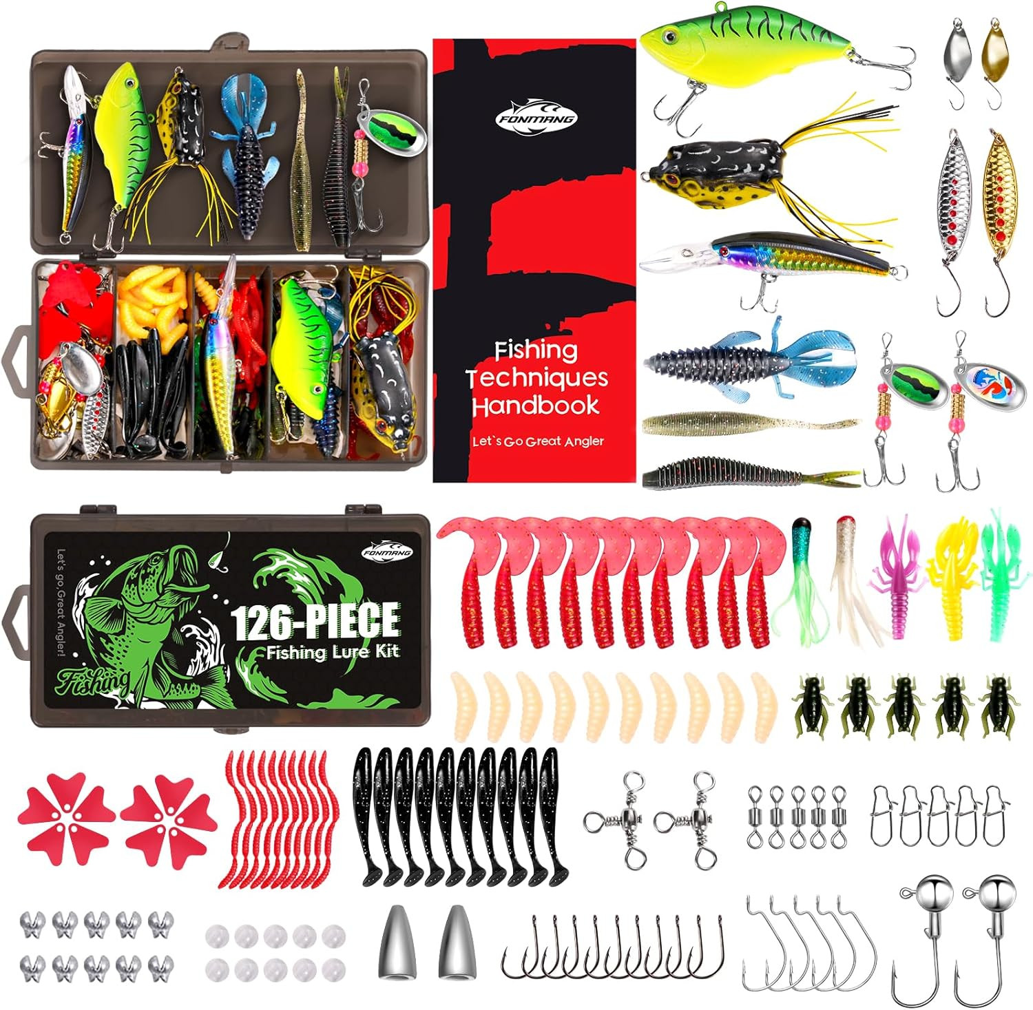Complete Fishing Lure Kit with Tackle Box – Bass, Walleye, Trout Essentials